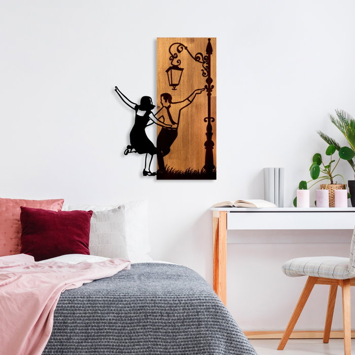 Wallity La La Land Escultura de pared en madera y metal Nogal y Negro
